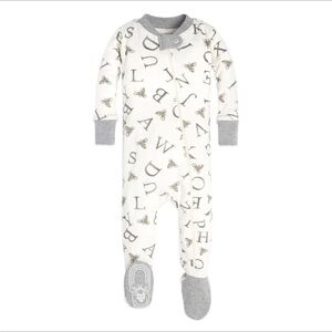 Burt's Bees Baby Alphabet Print Footie - White and Gray